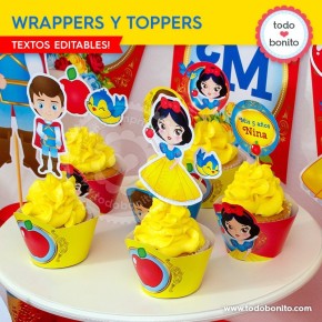 Blanca Nieves: wrappers y toppers para cupcakes