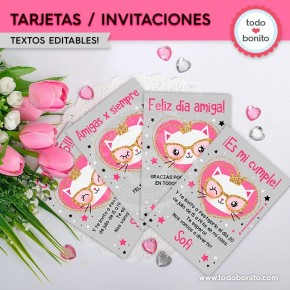 Gatita princesa cool: tarjeta invitación