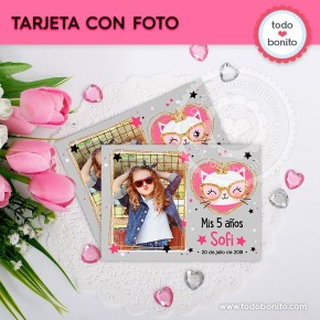 Gatita princesa cool: tarjeta con foto