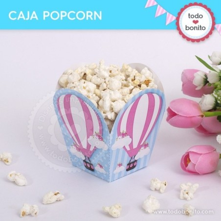 Globos aerostáticos rosa: cajita popcorn