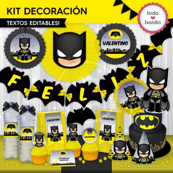  Batman  kit imprimible decoración de fiesta
