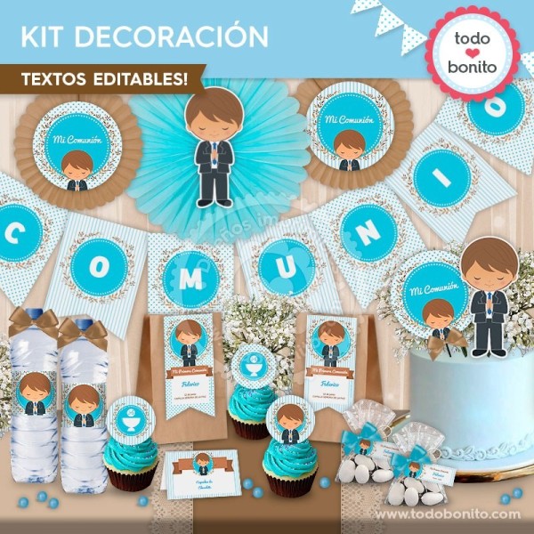 Comunión Modelo Federico: kit imprimible decoración de fiesta