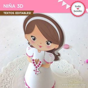 Comunión Niña Rosa: Niña 3D