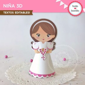 Comunión Niña Rosa: Niña 3D