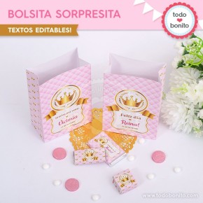 Coronita rosa: bolsas sorpresita para imprimir