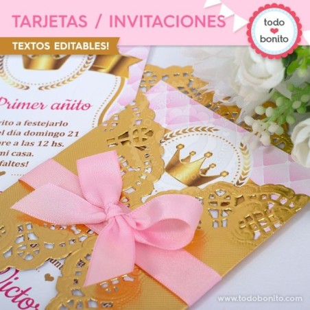 Coronita rosa: invitación/tarjeta para imprimir