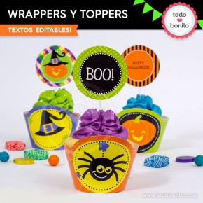 Halloween: wrappers y toppers para cupcakes