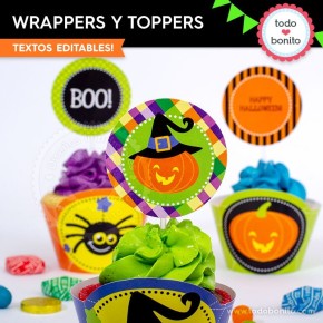 Halloween: wrappers y toppers para cupcakes