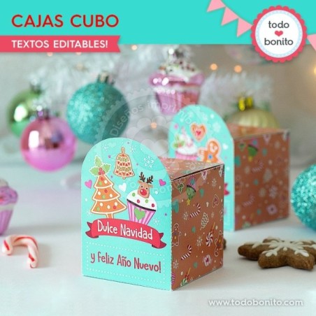 Dulce Navidad: cajitas cubo