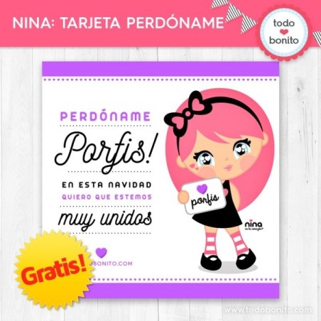 *GRATIS * Nina: tarjeta de Navidad "perdóname, porfis"