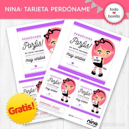 *GRATIS * Nina: tarjeta de Navidad "perdóname, porfis"