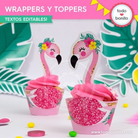 Flamencos y ananá: wrappers y toppers