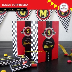 Autos de Carrera:bolsa sorpresita para imprimir