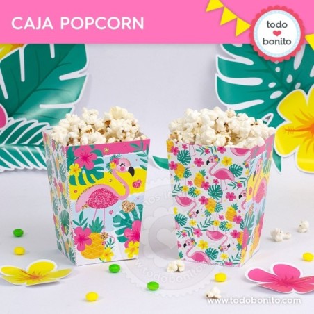 Flamencos y ananá: cajita popcorn