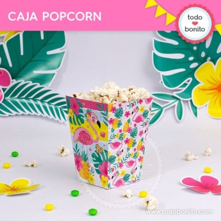 Flamencos y ananá: cajita popcorn