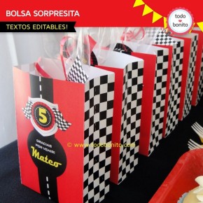 Autos de Carrera:bolsa sorpresita para imprimir