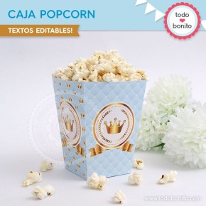 Coronita celeste: caja popcorn para imprimir