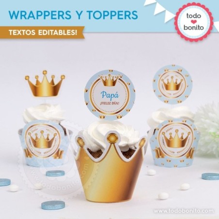 Coronita celeste: wrappers y toppers para cupcakes