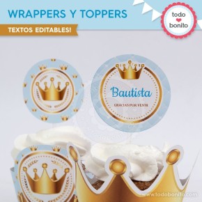 Coronita celeste: wrappers y toppers para cupcakes