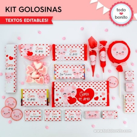 Cerdito: kit etiquetas de golosinas