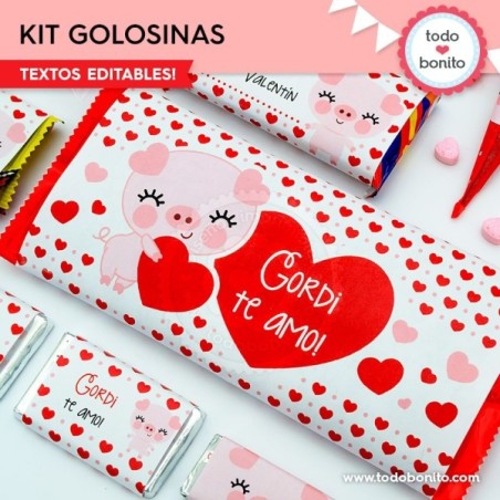 Cerdito: kit etiquetas de golosinas