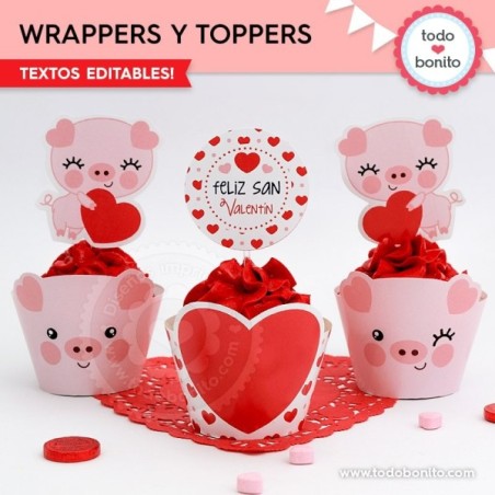 Cerdito: wrappers y toppers