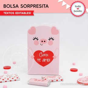 Cerdito: bolsa sorpresita para imprimir