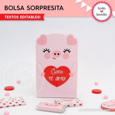 Cerdito: bolsa sorpresita para imprimir