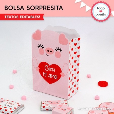 Cerdito: bolsa sorpresita para imprimir