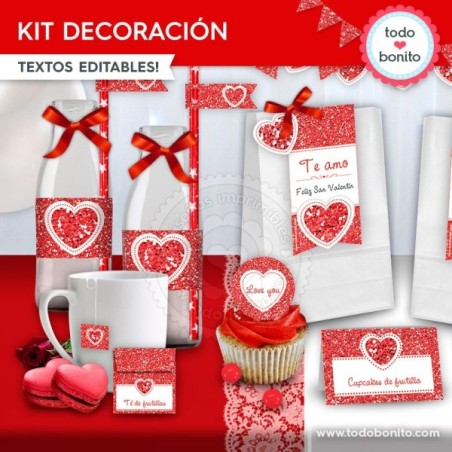 Corazón glitter rojo: kit...