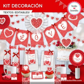Corazón glitter rojo: kit...