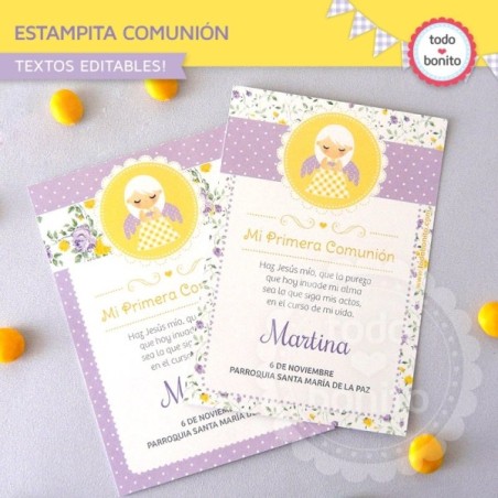 Shabby Chic violeta y amarillo : estampita