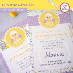 Shabby Chic violeta y amarillo : estampita