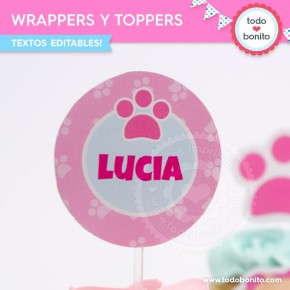 Cachorros Skye: wrappers y toppers para cupcakes