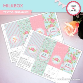 Shabby Chic aqua+rosa: cajitas milkbox