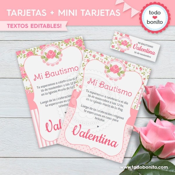 Shabby Chic Rosa: invitación para imprimir