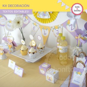 Shabby Chic violeta y amarillo: Kit decoración