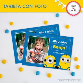 Minions: tarjeta con foto