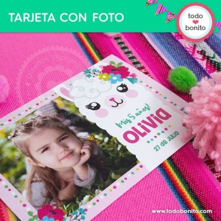 Llamas: tarjeta con foto