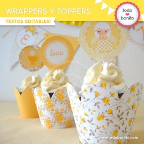 Shabby Chic amarillo: wrappers y toppers