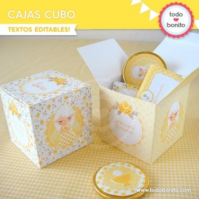 Shabby Chic amarillo: cajita cubo