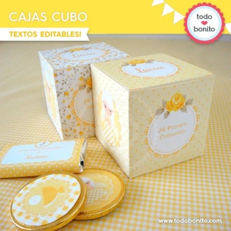 Shabby Chic amarillo: cajita cubo