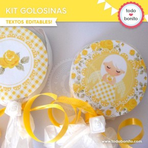 Shabby Chic amarillo: kit etiquetas de golosinas