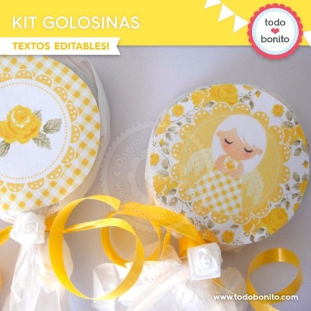 Shabby Chic amarillo: kit etiquetas de golosinas