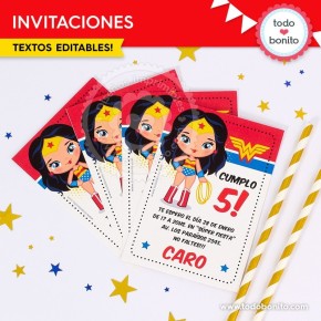 Mujer Maravilla: invitación imprimible y digital