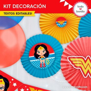 Mujer Maravilla: kit imprimible decoración de fiesta