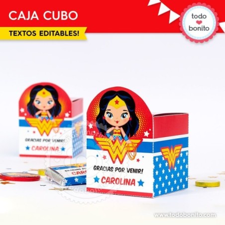 Mujer Maravilla: cajita cubo para imprimir