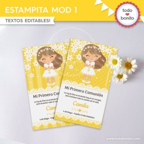 Primera Comunión Margaritas: Estampita señalador