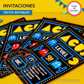 Pacman: invitación imprimible y digital