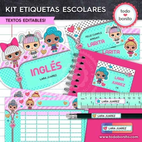 LOL: Kit imprimible etiquetas escolares